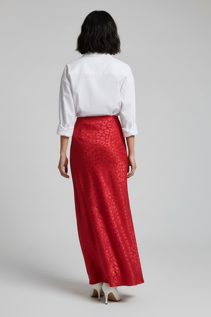 Jupe Longue Taille Haute Rouge