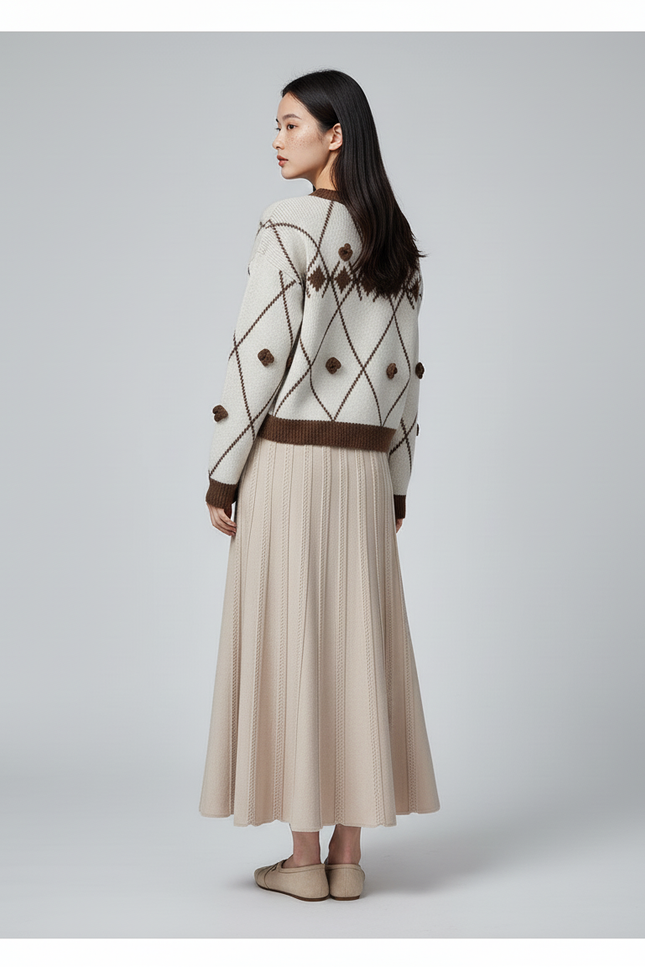 Jupe Longue En Maille Côtelée