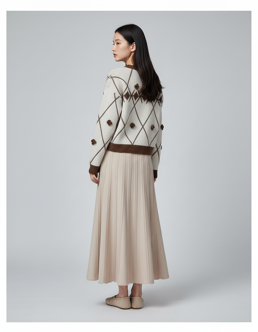 Jupe Longue En Maille Côtelée