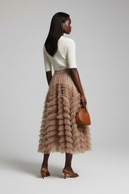 Jupe Longue Bouffante Taille Haute