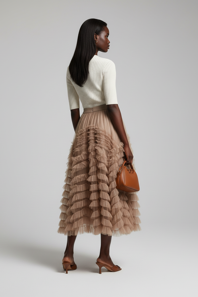 Jupe Longue Bouffante Taille Haute