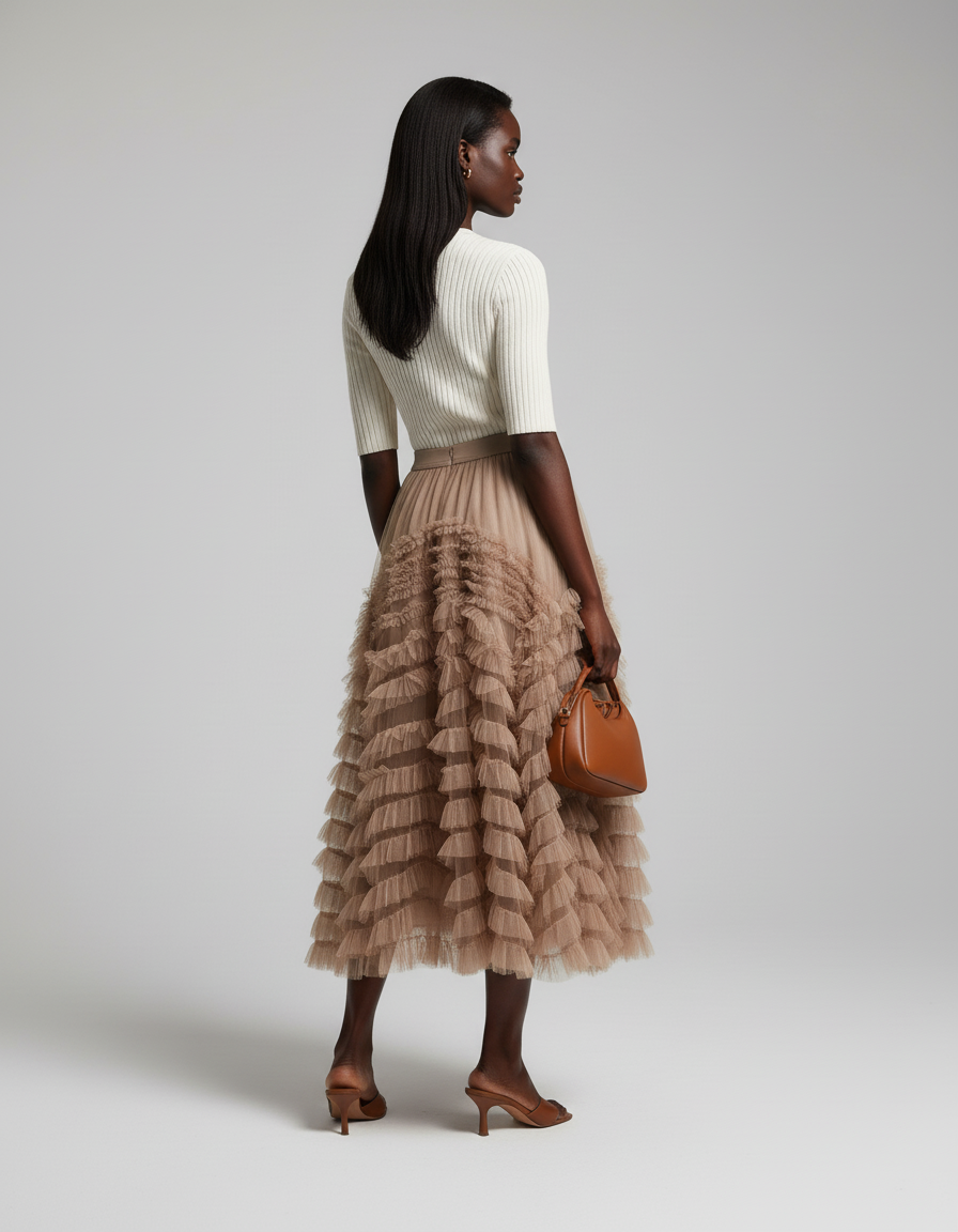 Jupe Longue Bouffante Taille Haute