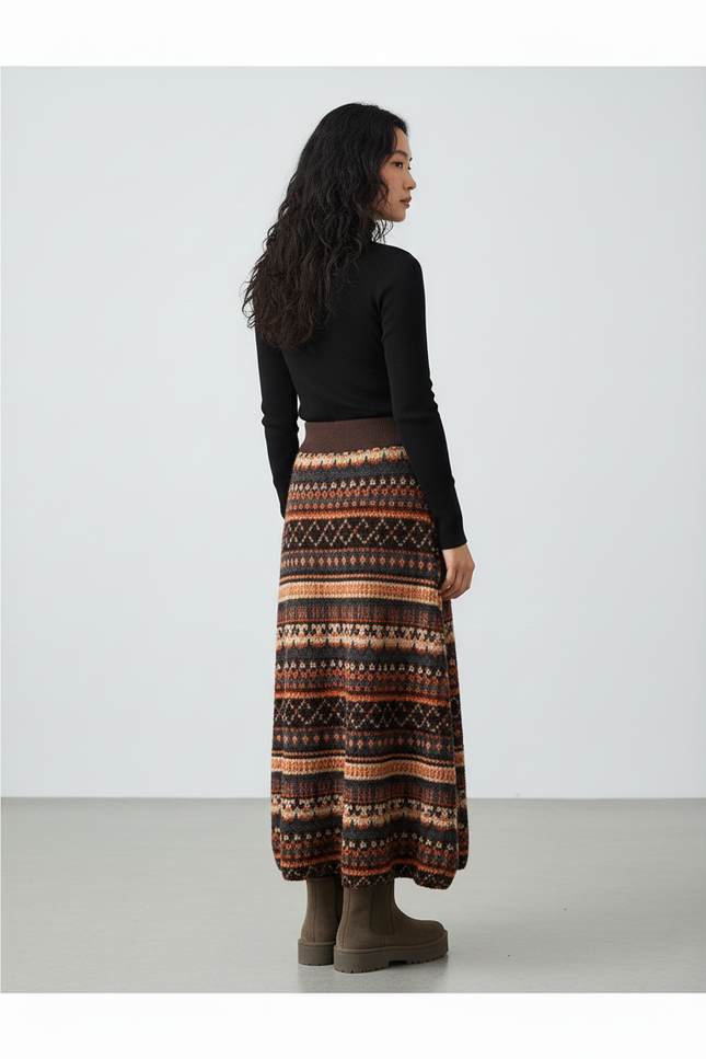 Jupe Longue Motif Aztèque
