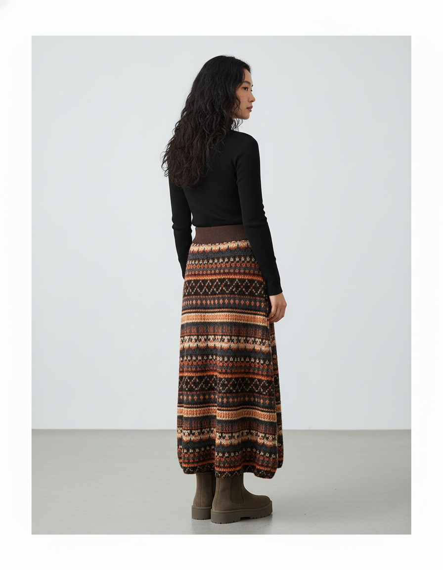 Jupe Longue Motif Aztèque