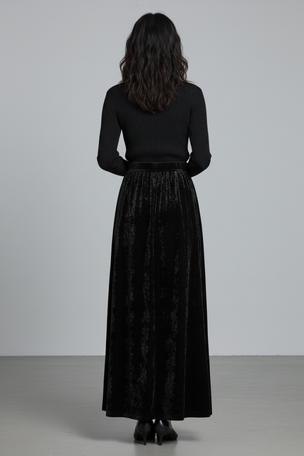 Jupe Longue Velours Noir