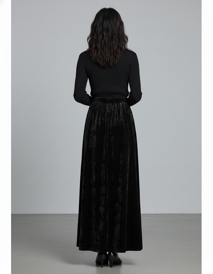 Jupe Longue Velours Noir