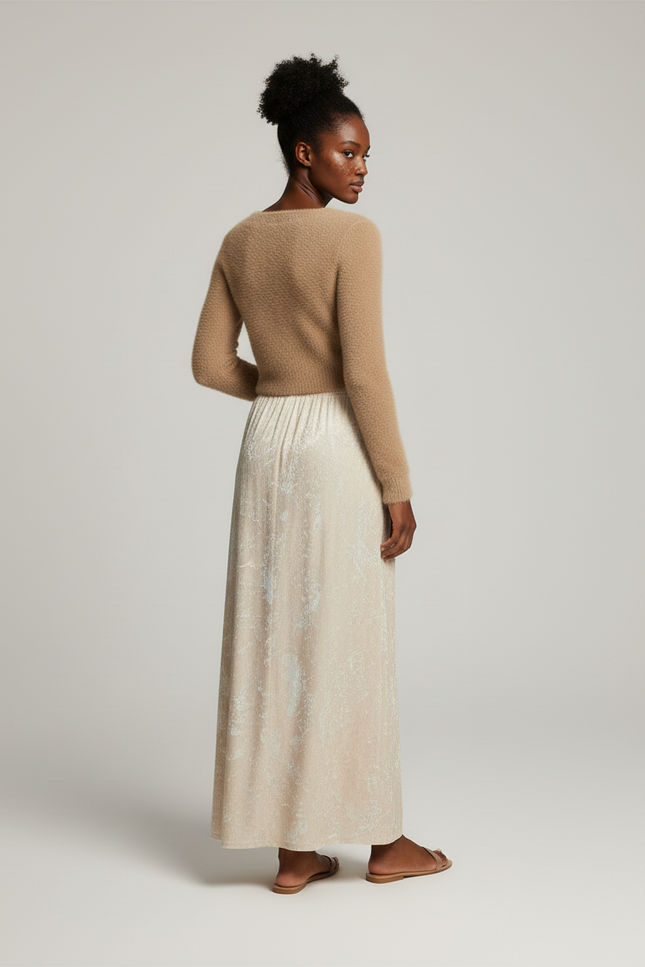 Jupe Longue Velours Beige