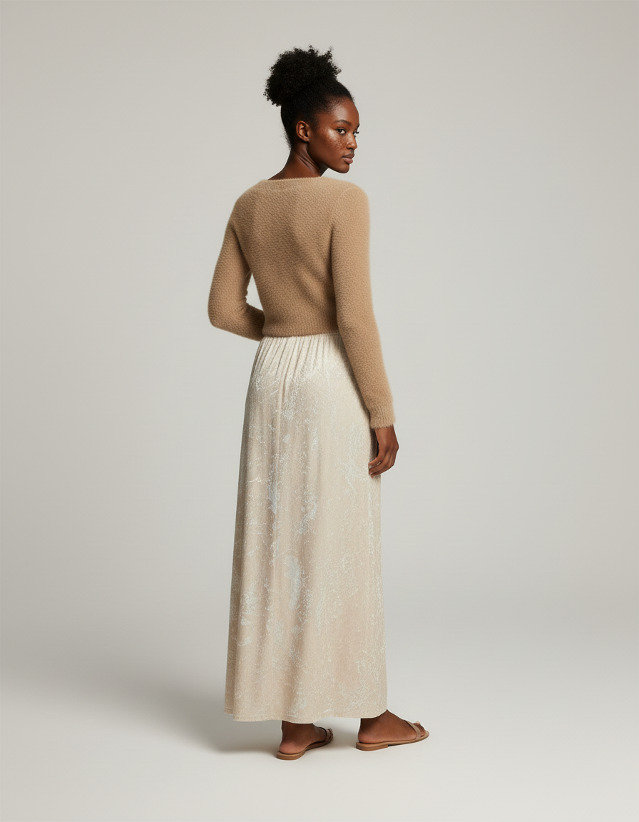 Jupe Longue Velours Beige