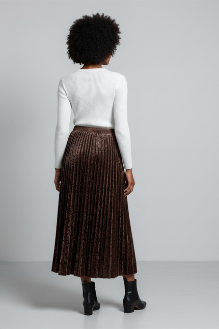 Jupe Longue Plissée Velours