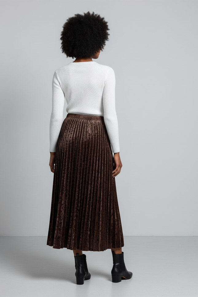 Jupe Longue Plissée Velours