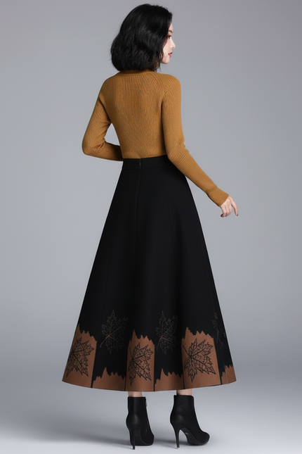 Jupe En Laine Mi-Longue