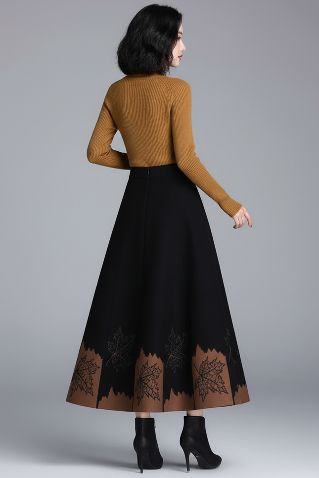 Jupe En Laine Mi-Longue