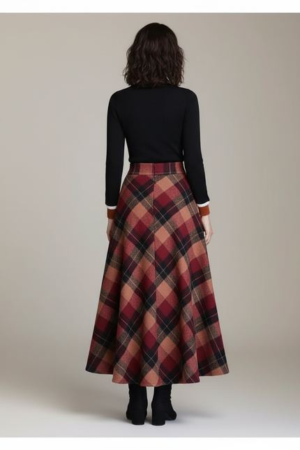 Jupe Longue Tartan Rouge