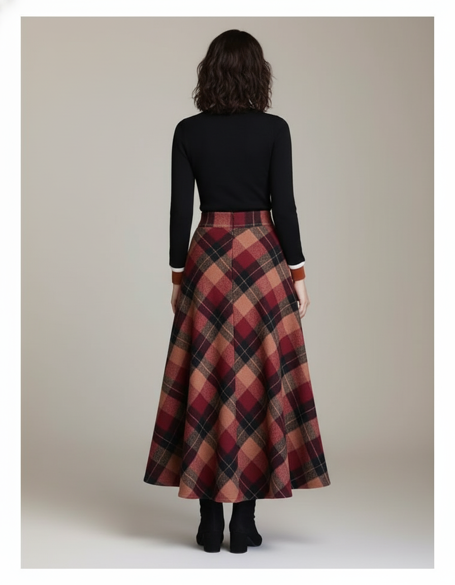 Jupe Longue Tartan Rouge
