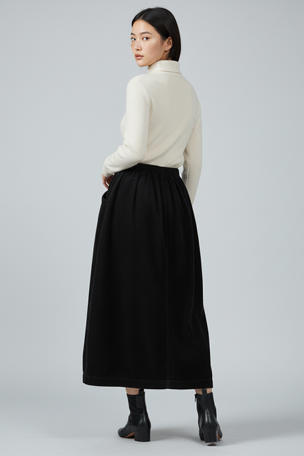 Jupe Longue En Velours Cotelé