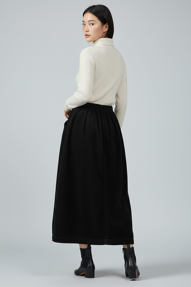 Jupe Longue En Velours Cotelé
