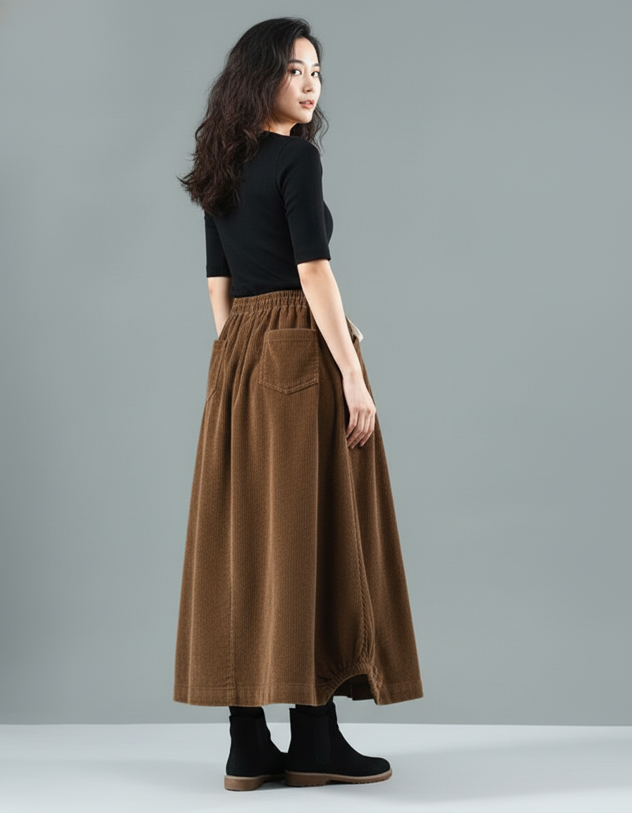 Jupe Velours Mi-Longue