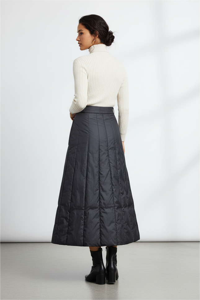 Jupe Longue Noire Matelassée Chic