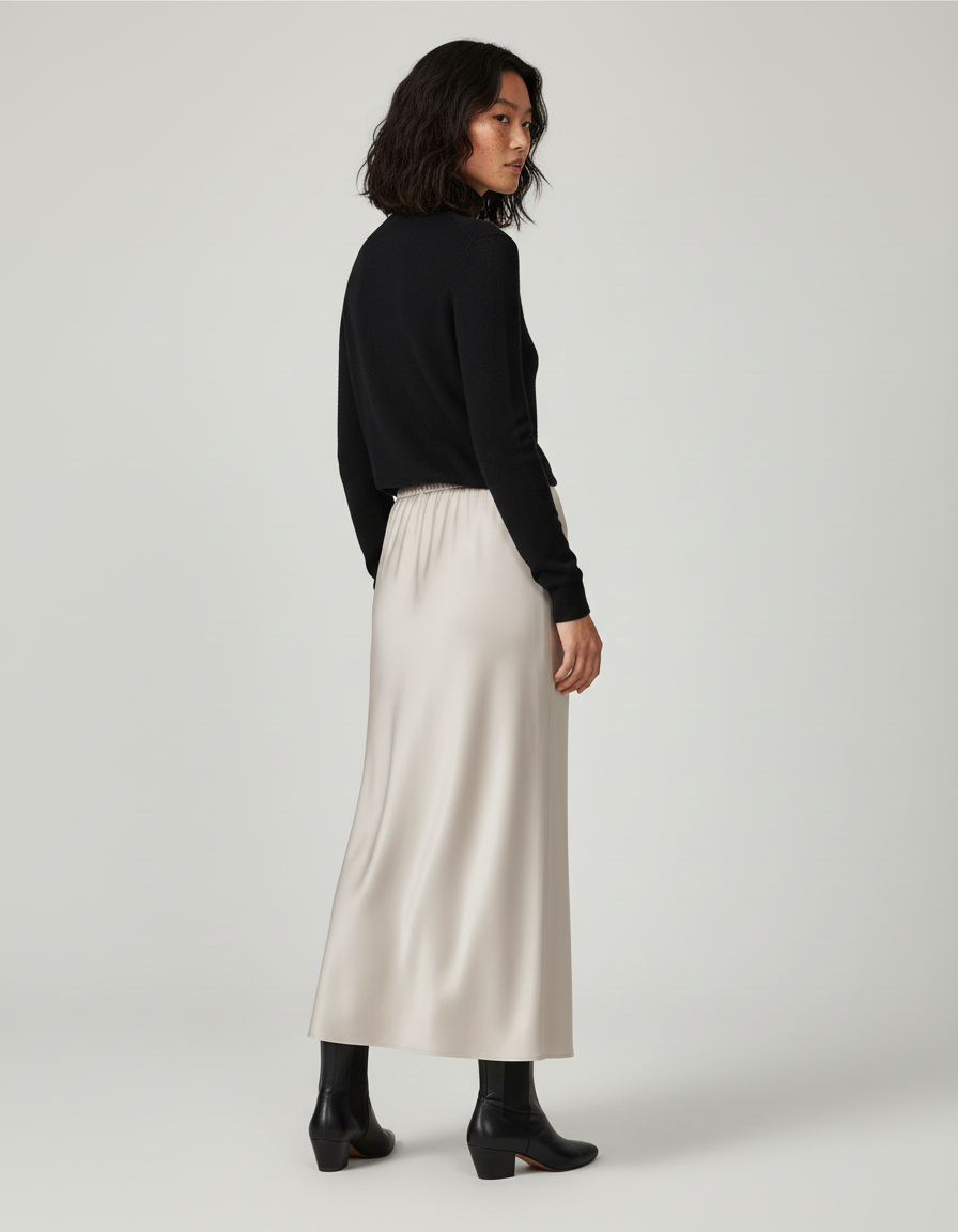 Jupe Longue Beige Femme