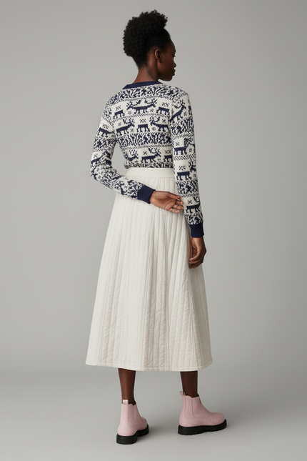 Jupe Longue Écru Matelassée Chic