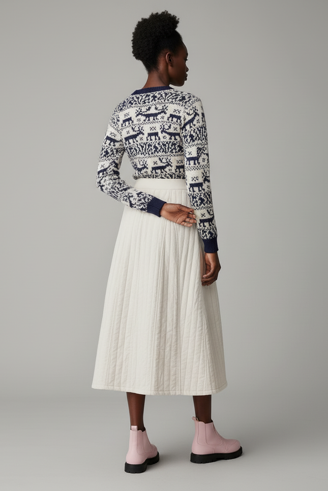 Jupe Longue Écru Matelassée Chic