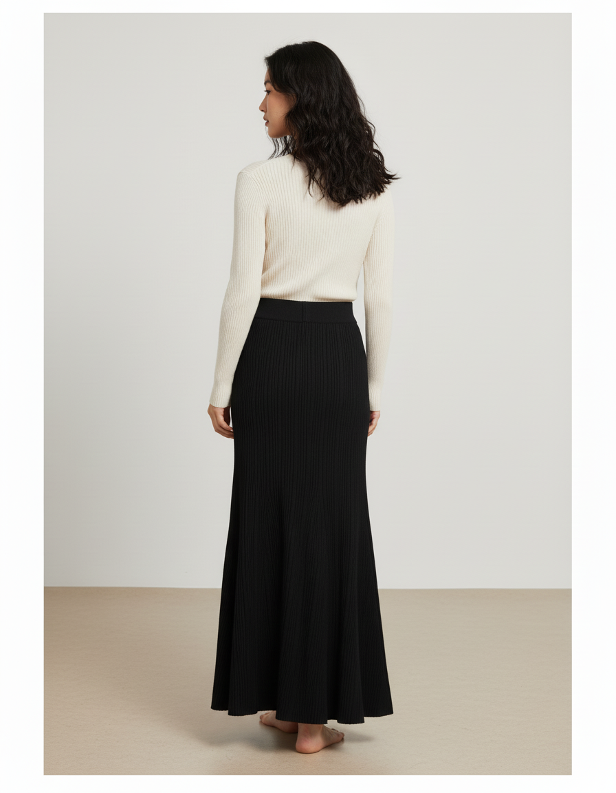 Jupe Côtelée Longue