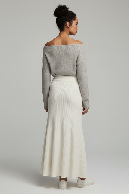 Jupe Longue Maille Beige