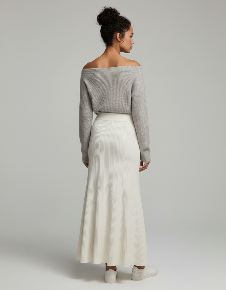 Jupe Longue Maille Beige