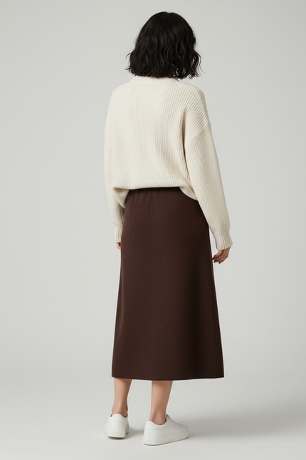 Jupe Longue Marron Maille Chic