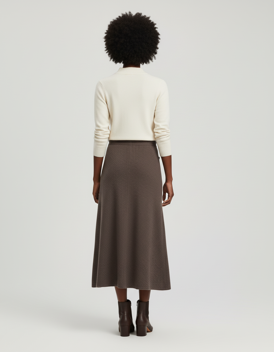 Jupe Longue Marron Maille Chic Femme
