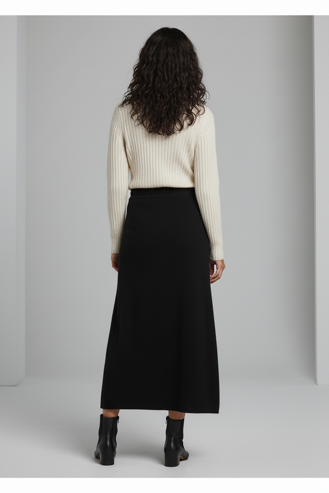 Jupe Longue A-Line Noire Élégante