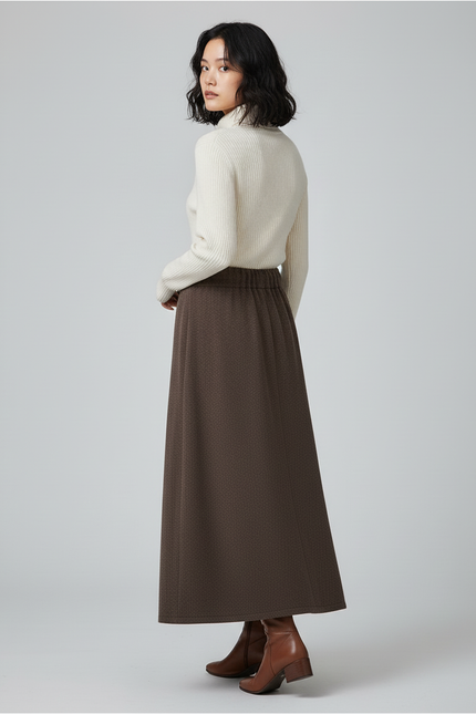 Jupe Longue Marron Coupe A Chic