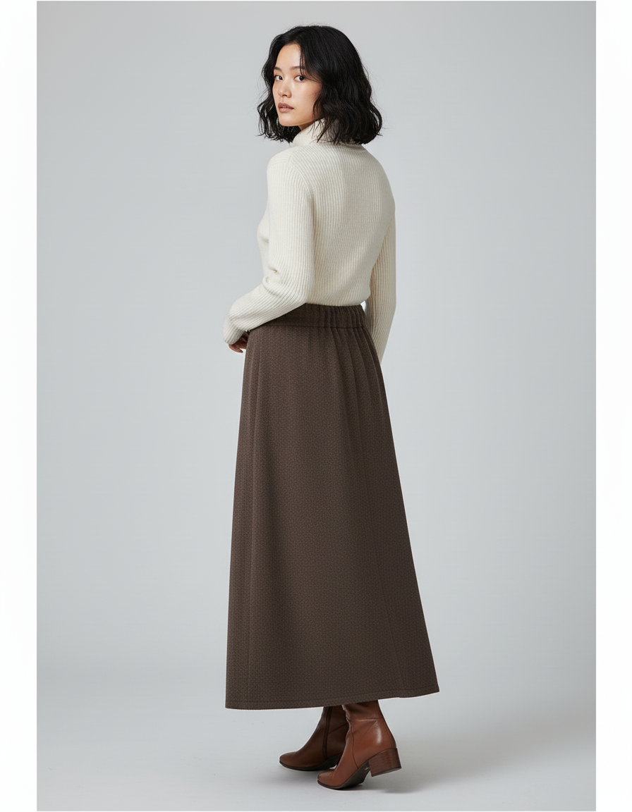 Jupe Longue Marron Coupe A Chic