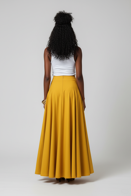 Jupe Longue Évasée Ocre Chic