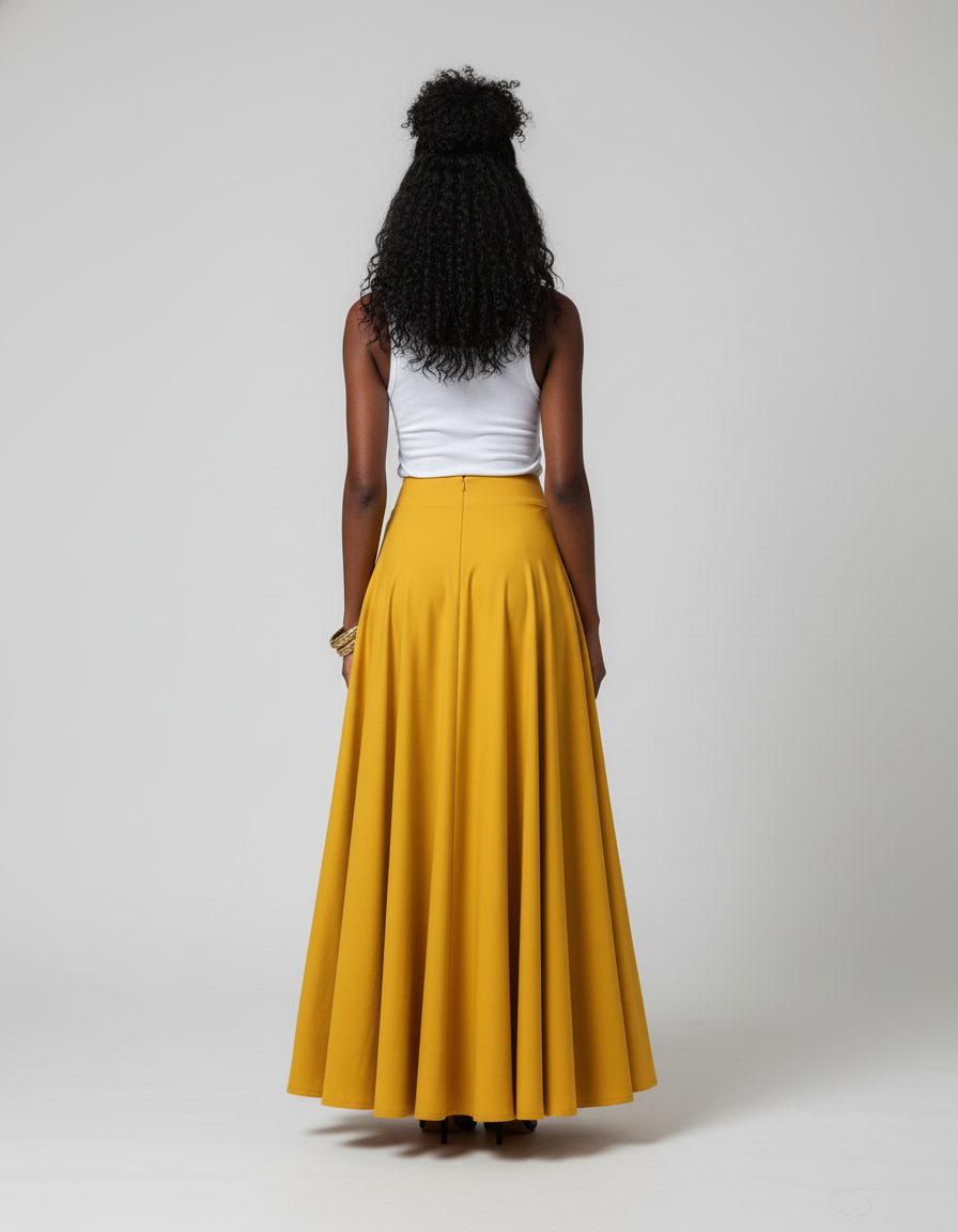 Jupe Longue Évasée Ocre Chic