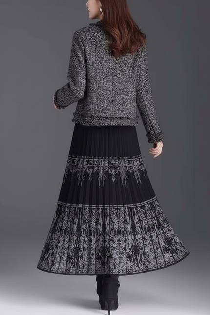 Jupe Longue Plissée Noire Chic