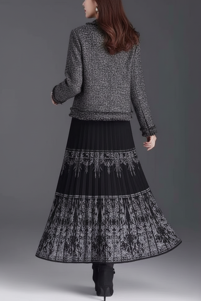 Jupe Longue Plissée Noire Chic