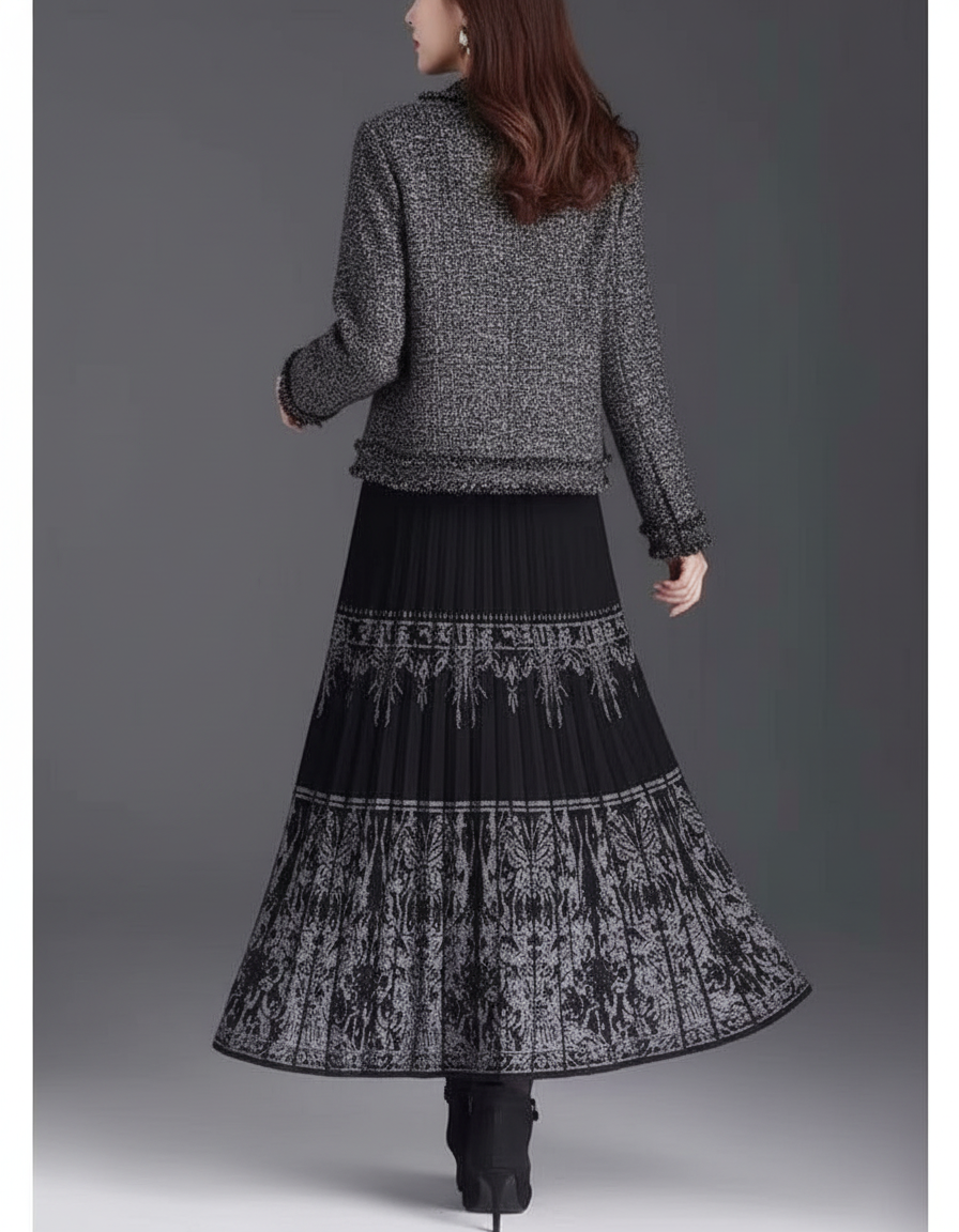 Jupe Longue Plissée Noire Chic