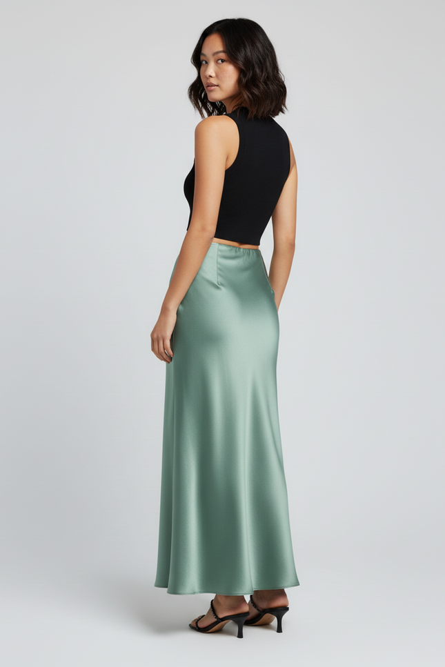 Jupe Longue Soie Verte