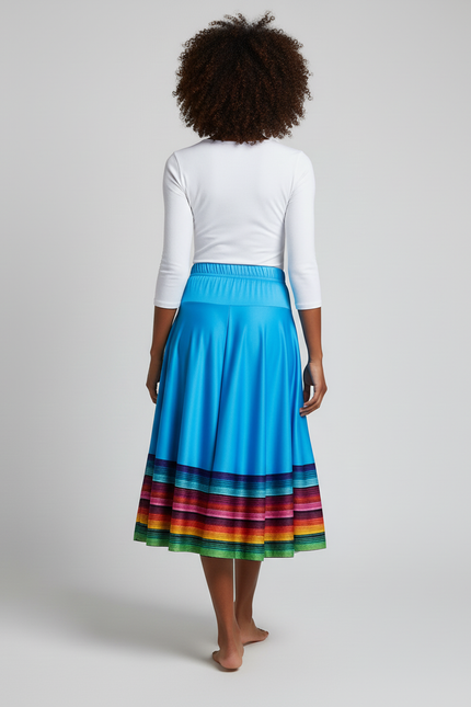 Jupe Longue Bleue Fluide Rayures Colorées