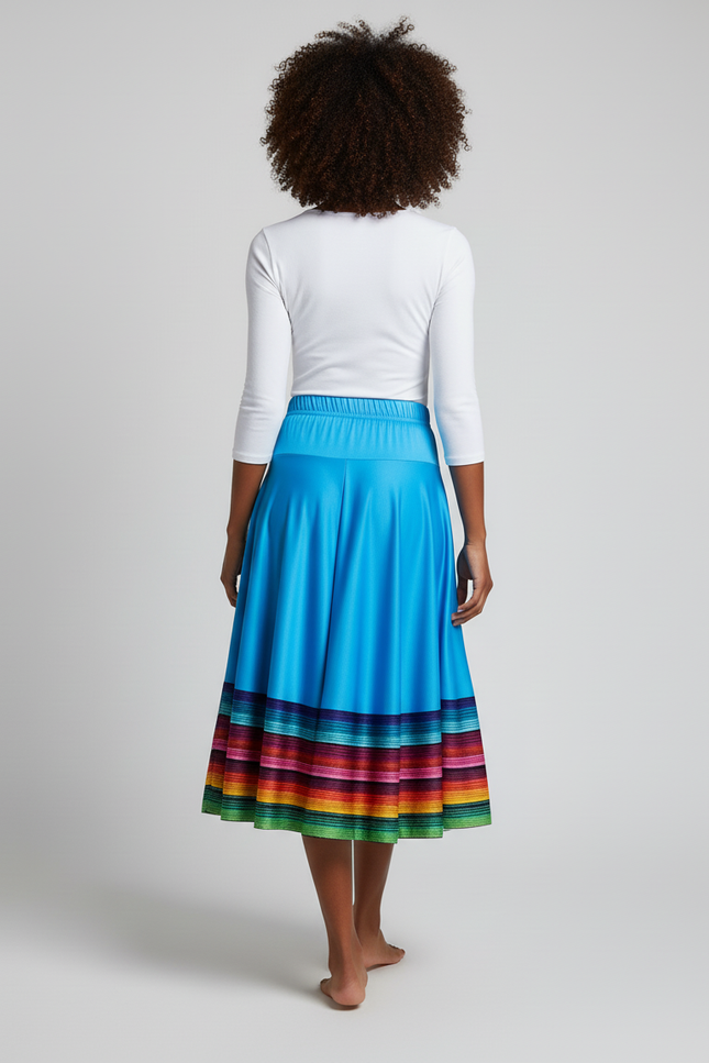 Jupe Longue Bleue Fluide Rayures Colorées