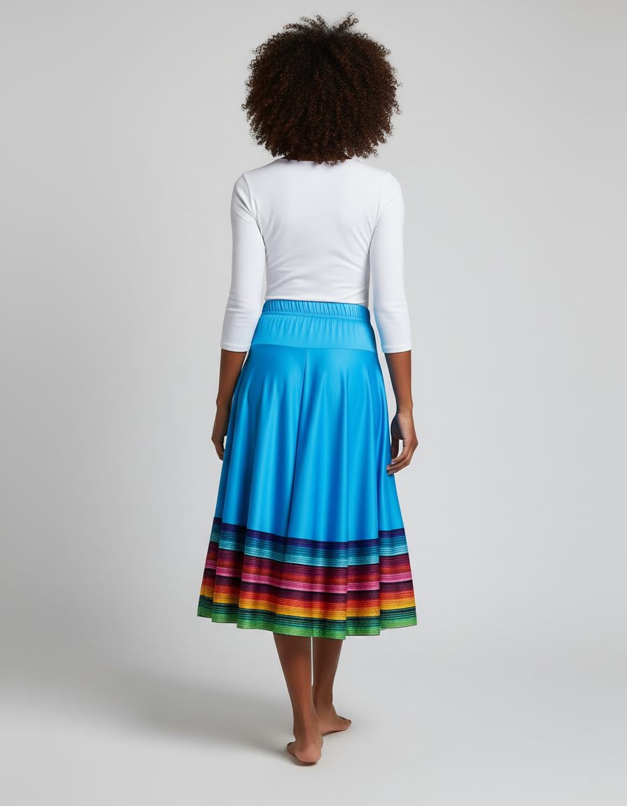 Jupe Longue Bleue Fluide Rayures Colorées