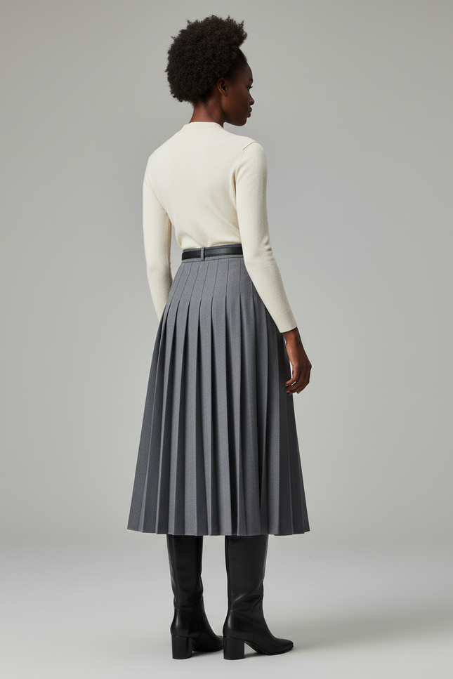 Jupe Longue Plissée Grise Élégante