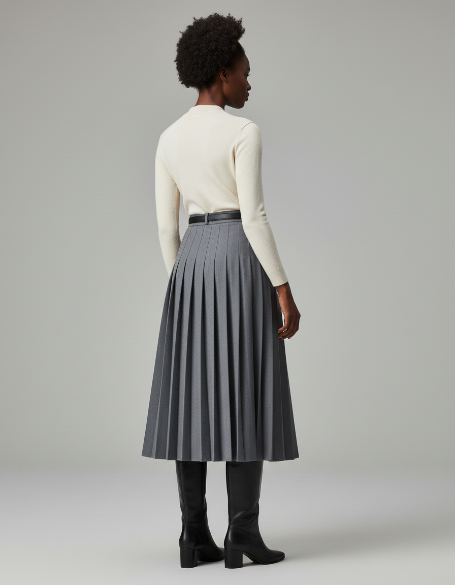 Jupe Longue Plissée Grise Élégante