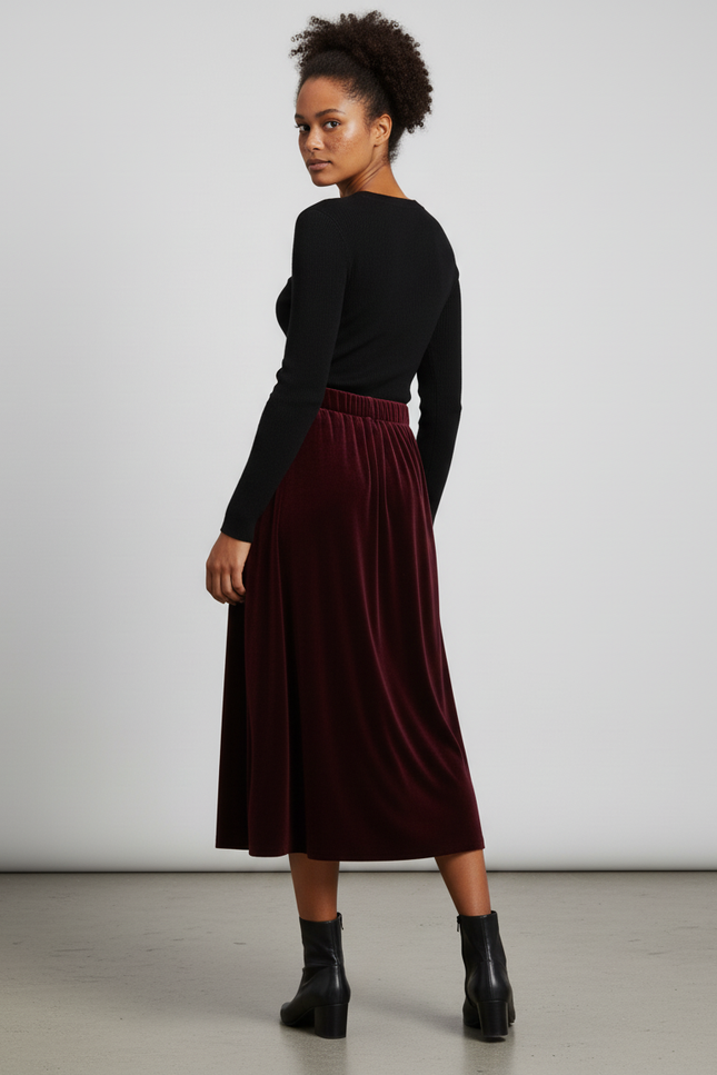 Jupe Longue Velours Marron