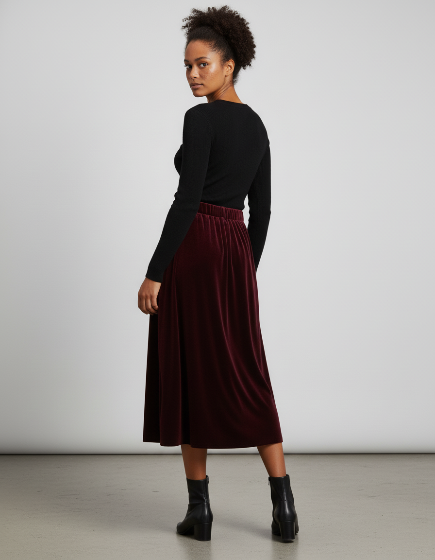 Jupe Longue Velours Marron