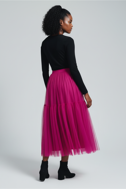 Jupe Longue Rose Fluo