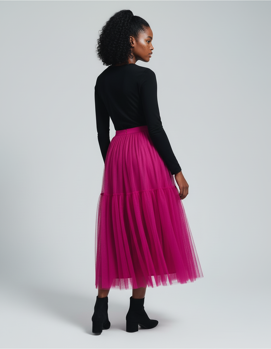 Jupe Longue Rose Fluo