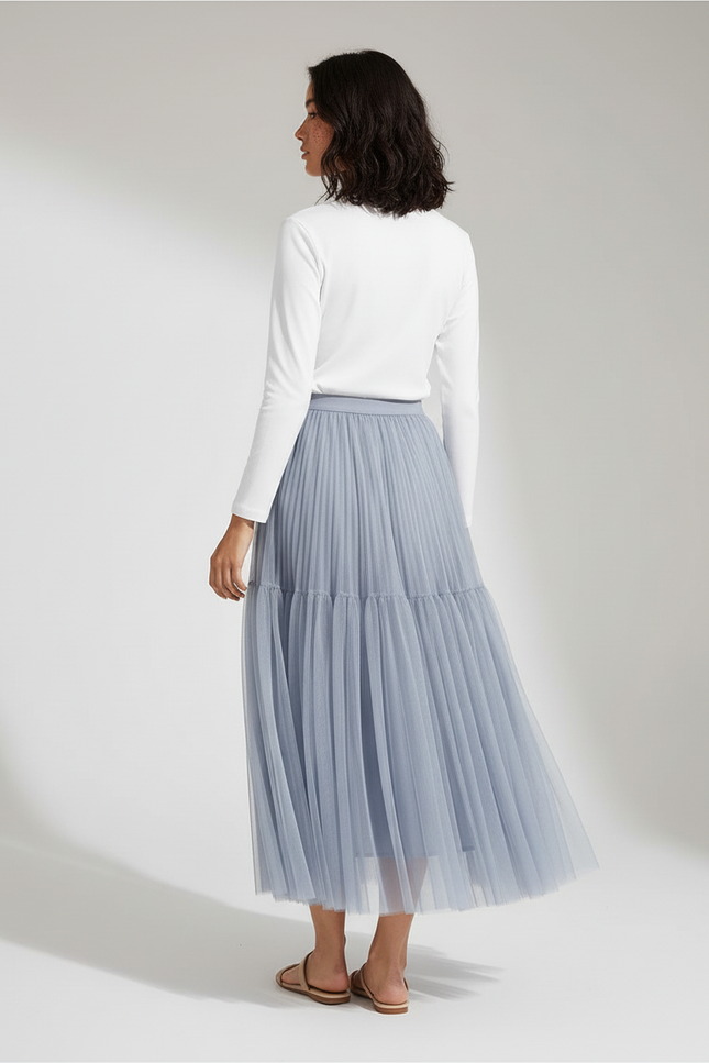 Jupe Longue Plissée Voile