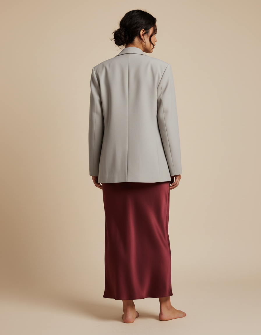 Jupe Longue Bordeaux Satin Élégante